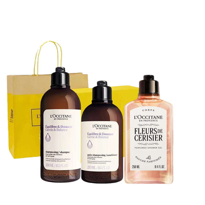 欧舒丹（L'OCCITANE） 平衡洗护樱花沐浴 礼盒 300ml+250ml+250ml 黄色（单位：套）