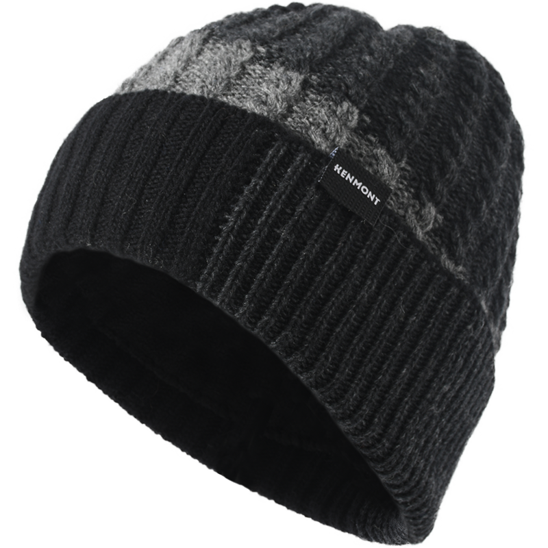 卡蒙（Kenmont） 羊毛加厚针织毛线帽 KM-9509-070 适用头围 (57-59cm) 黑灰色（单位：顶）