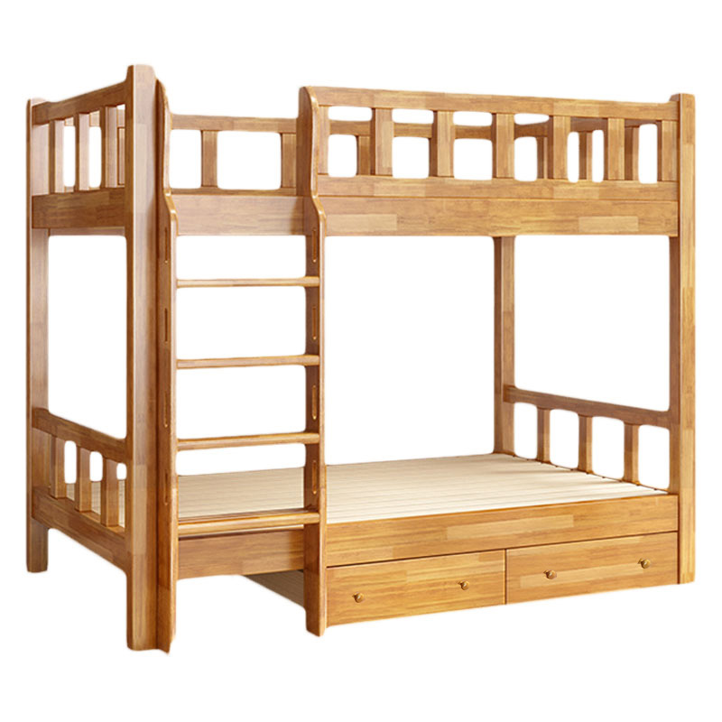 悦山 上下木床宿舍床（落地梯+双抽） YHb1-15 2030*960*1725mm  柚木色（单位：张）