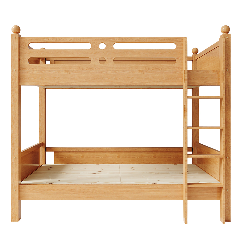 悦山 宿舍双层床橡胶木床（圆头款） YHb2 2050*1020*1840mm  柚木色（单位：张）