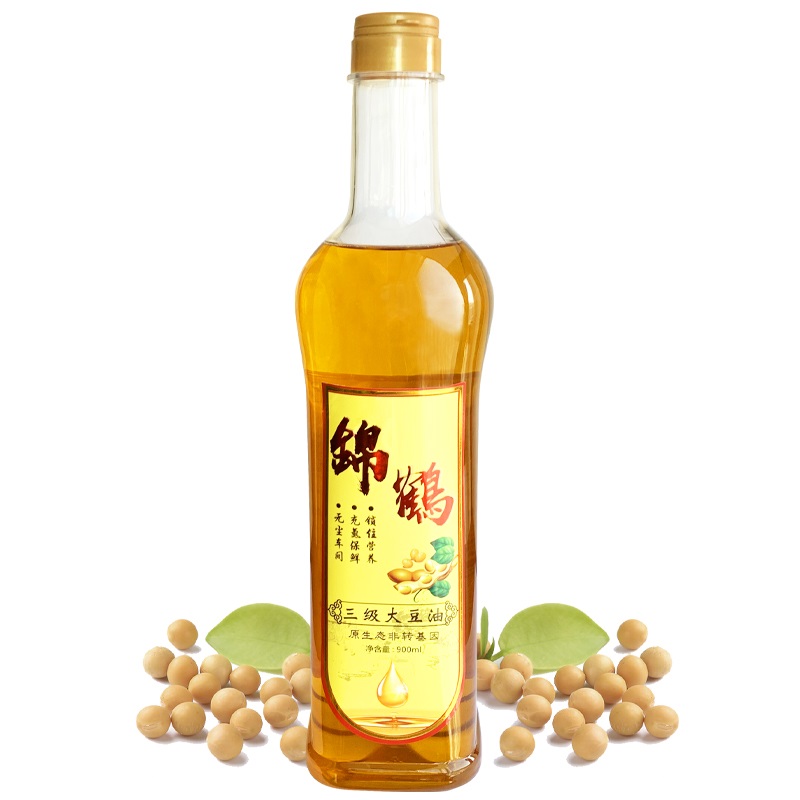 锦鹤 东北特产非转基因醇香三级大豆油 便携装 900ml 深黄色（单位：瓶）