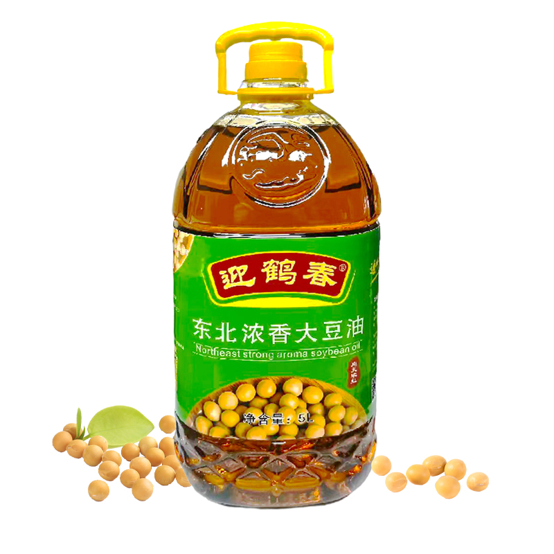 迎鹤春 东北非转基因浓香大豆油 家庭装 5L 草绿色（单位：桶）
