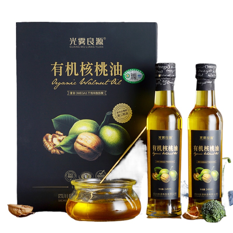 光雾良源 冷榨工艺 有机核桃油礼盒 248ml*2瓶 混色（单位：盒）