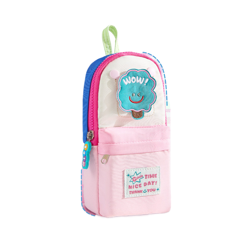 三年二班 撞色贴片笔袋 2031664 wow 粉色（单位：个）