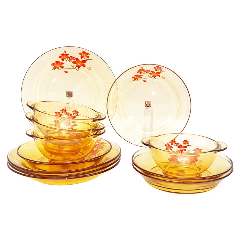 伊西多（ISIDORE） 红棉系列玻璃餐具套装A YSD-CJ1201A 12件套 琥珀色（单位：套）