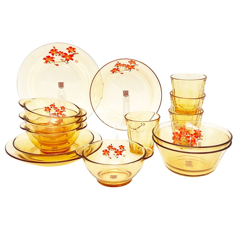 伊西多（ISIDORE） 红棉系列玻璃餐具套装 YSD-CJ1401 14件套 琥珀色（单位：套）