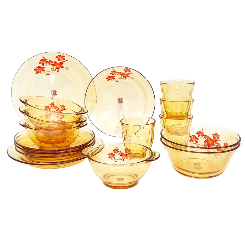 伊西多（ISIDORE） 红棉系列玻璃餐具套装 YSD-CJ1601 16件套 琥珀色（单位：套）