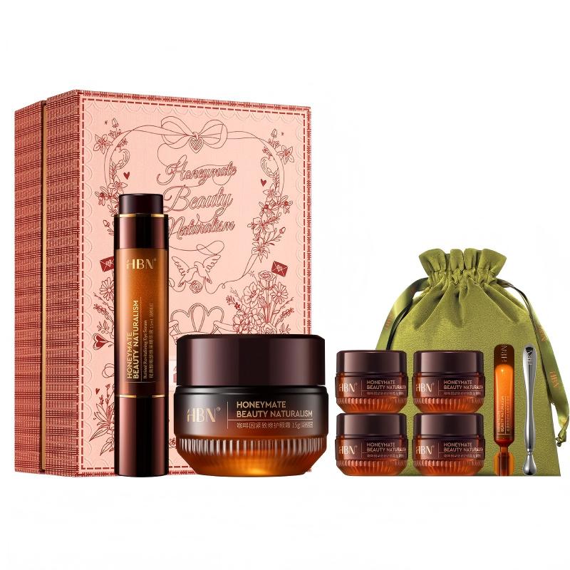 HBN 【眼部护理套装】视黄醇眼部焕采精华液+ 咖啡因紧致修护眼霜 NW-YJHYSTZ 15ml+ 15g*1套（含5个小样+眼部按摩棒+丝绒袋） 混色（单位：套）