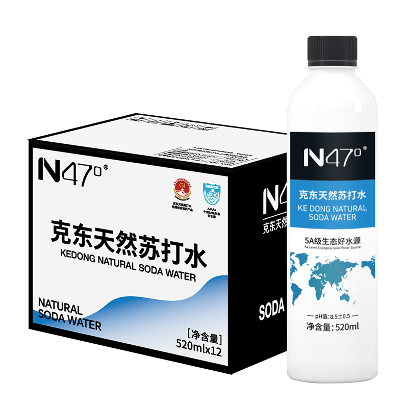 N47&deg; N47克东天然苏打水PET (圆盖) 520ML 12瓶 无色（单位：瓶）
