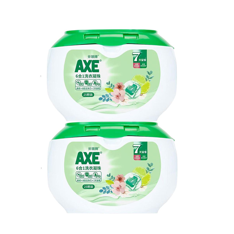 斧头牌（AXE） 6合1 花萃淳香 洗衣凝珠 25颗*2盒 绿色（单位：组）