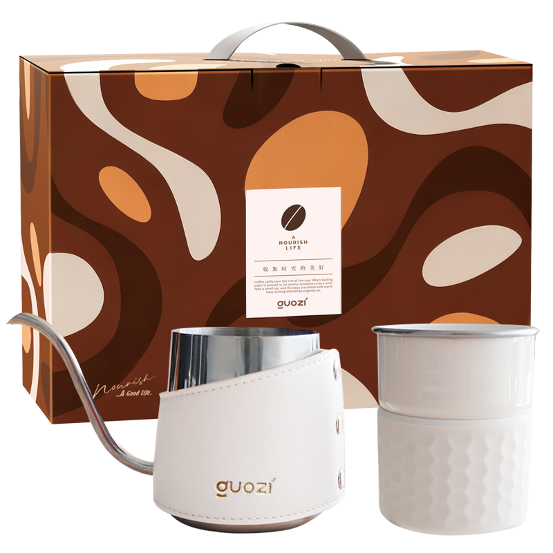 果兹（GUOZI） 小拾光咖啡挂耳套装 GZ-F06B 手冲壶：350ml  咖啡杯：350ml 咖啡粉*4包 白色（单位：套）