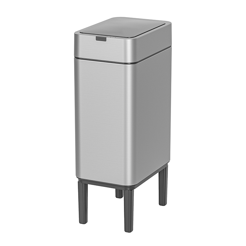 洁安惠 窄缝感应带塑料腿垃圾桶 6601L 9升电池款 不锈钢色（单位：台）