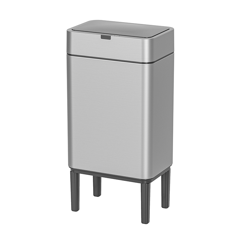 洁安惠 横开感应带塑料腿垃圾桶 6603L 13升电池款 不锈钢色（单位：台）