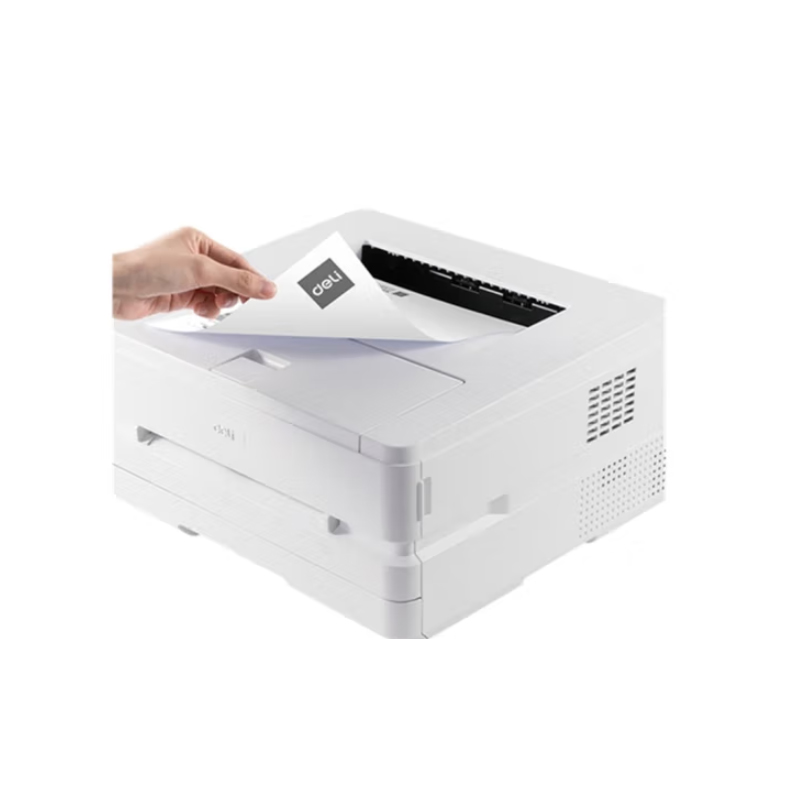 得力（deli）速打系列黑白激光打印机 国产打印机信创企业采购 DP28D （双面打印）USB线连接 激光打印机  白色  