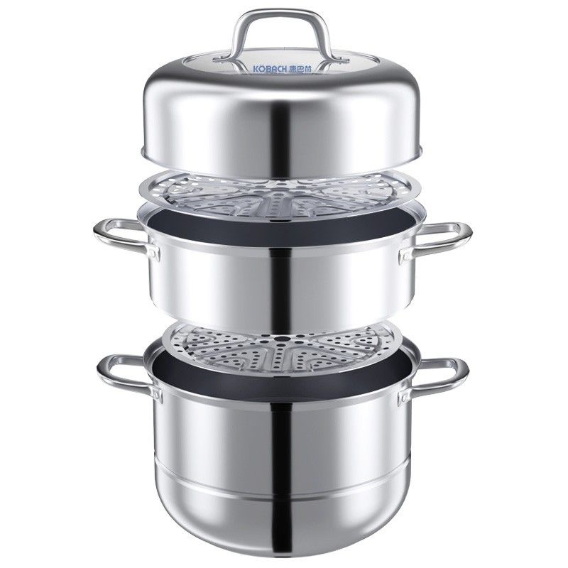 康巴赫 欧式不锈钢三层蒸锅套装 KBH28TB1 28cm 不锈钢色（单位：个）