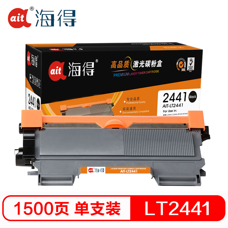 海得(ait) AIT-LT2441 专业版 适用机型：联想LJ2400 LJ2400L M7400 M7450F M3410 打印量：1500页 粉盒 1.00 只/个 (计价单位：个) 黑色