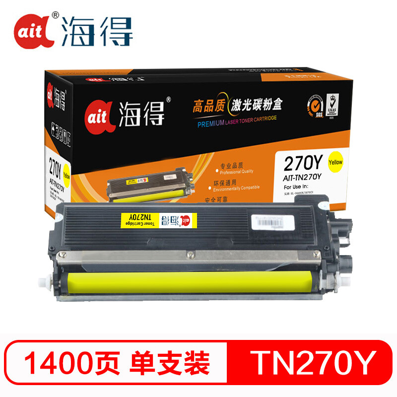 海得(ait) AIT-TN270Y    专业版 适用机型：兄弟 HL-3040CN 3070CN 打印量：1400页 粉盒 1.00 只/支 (计价单位：支) 黄色
