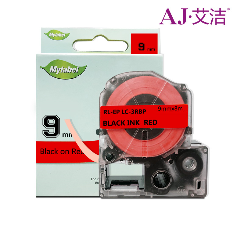 艾洁(AJ) 9mm 打印量9mm*8m 适用爱普生EPSON LW400;LW700;LW600P 标签色带 1.00 个/盒 (计价单位：盒) 黑色