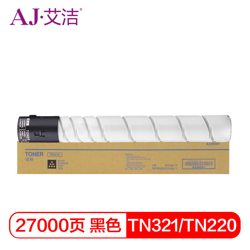 艾洁(AJ) TN321 打印量27000页 适用美能达/BIZHUB/C364/C284/C224/C7822/C7828 C221S 粉盒 (计价单位：只) 黑色