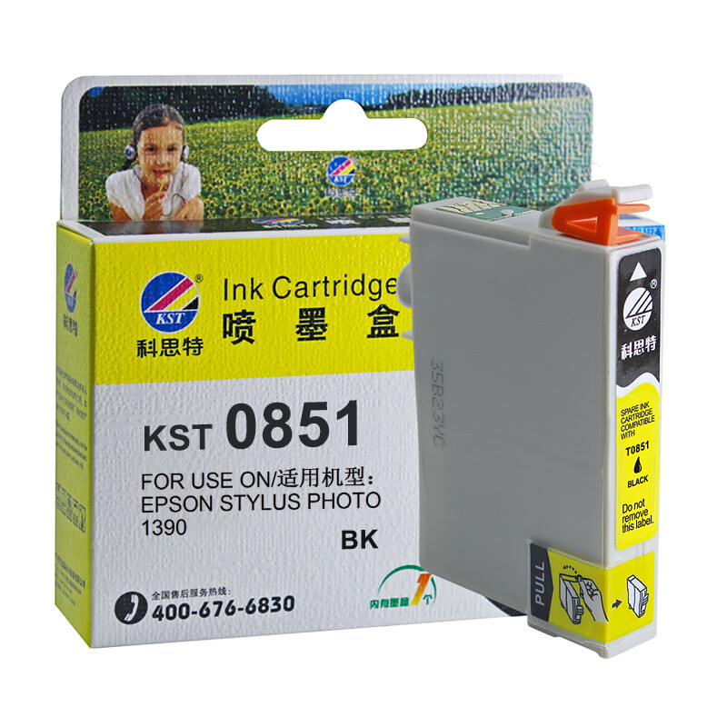 科思特 EPSON T0851  14ml 适用爱普生 R330 1390 墨盒 (计价单位：盒) 黑色