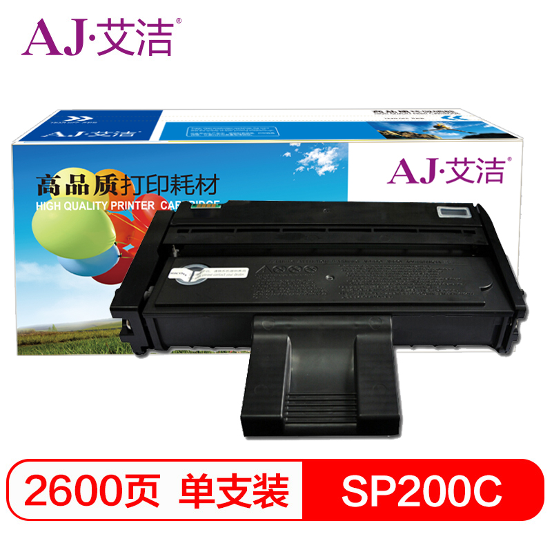 艾洁(AJ) SP200C易加粉大容量 打印量2600页 适用理光Ricoh/SP200S/SP200SF/SP201SF 硒鼓 (计价单位：只) 黑色  黑色