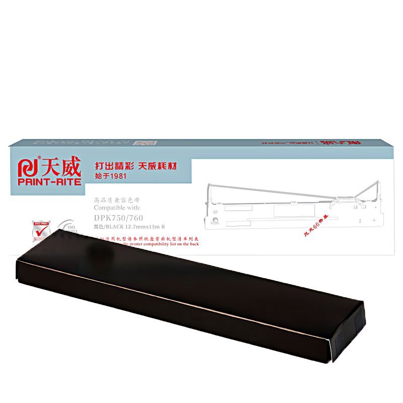 天威(PrintRite) 专业装 DPK750/760/770 适用于FUJITSU DPK750/760 15m*12.7mm右扭芯 色带 1.00 盒/支 (计价单位：支) 黑色