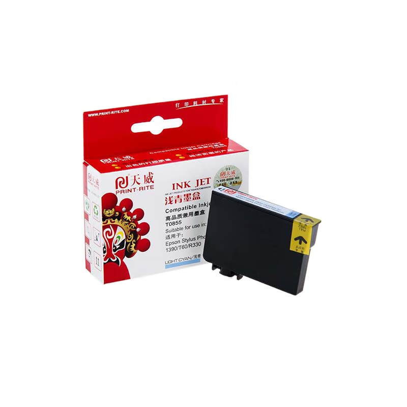 天威(PrintRite) 专业装 86T T0855 适用于EPSON T0855/1390/R330 LC 墨盒 1.00 盒/支 (计价单位：支) 浅蓝
