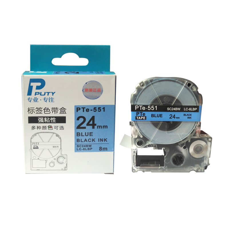 普贴(PUTY) PTE-551 24mm 标签机色带 (计价单位：盒) 蓝底黑字 蓝底黑字