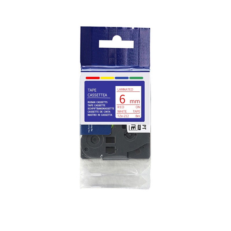 彩标 TZe-212 6mm 标签色带 1.00 盒/个 (计价单位：个) 白底红字 白底红字