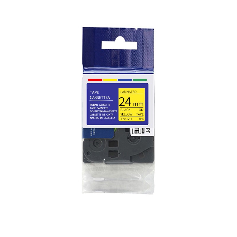 彩标 TZe-651 24mm 标签色带 1.00 盒/个 (计价单位：个) 黄底黑字 黄底黑字