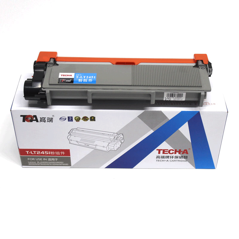 高端 T-LT2451粉组件 打印量2600页 适用联想M7455DNF硒鼓M7675DXF墨盒M7405D 粉盒LJ2655DN 标准版 粉盒 1.00 只/个 (计价单位：个) 黑色