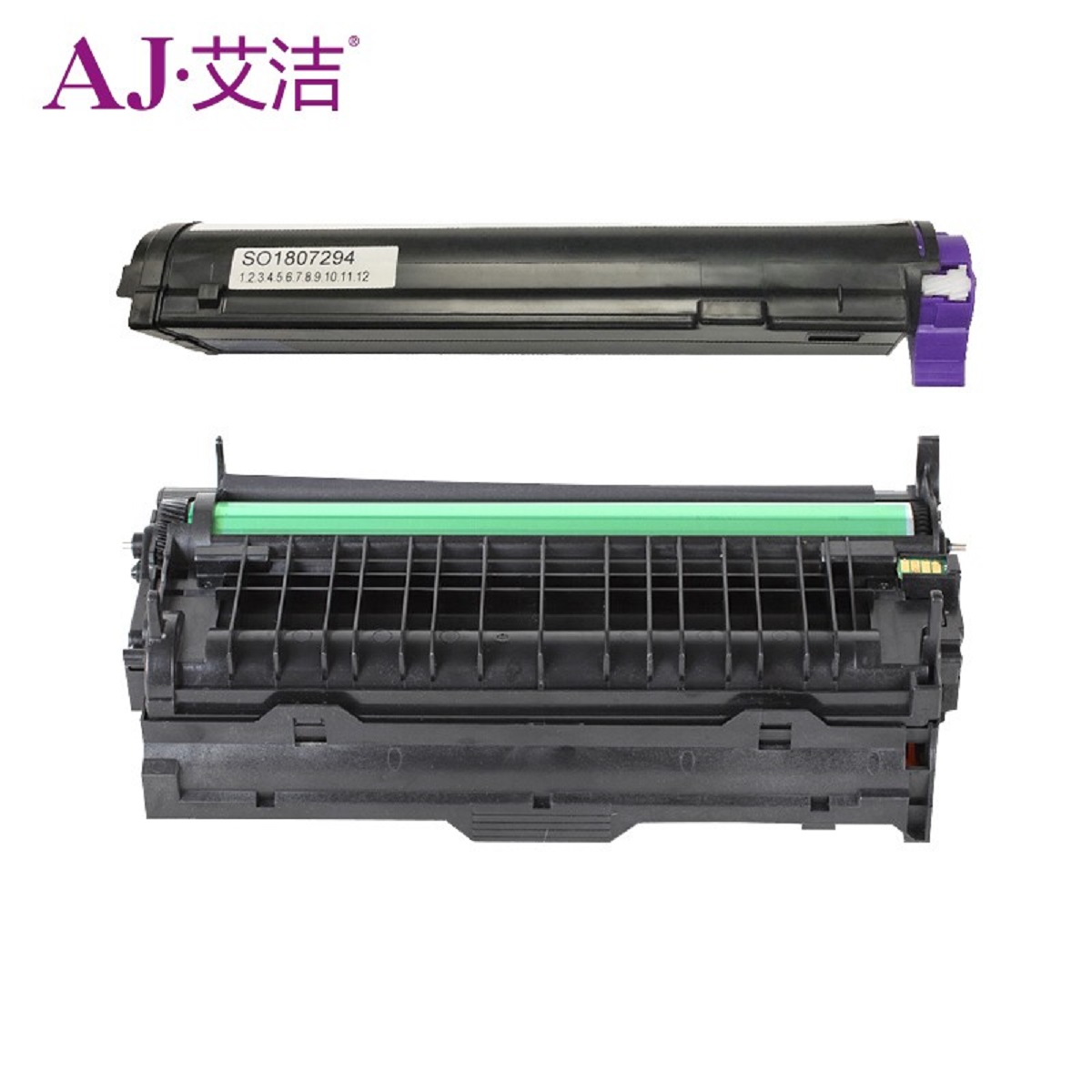 艾洁(AJ) OKIB410DN 套装加黑版  打印量硒鼓25000页/粉盒3500页 适用OKI B410dn/420/430/440/460/470/480 硒鼓 (计价单位：只) 黑色